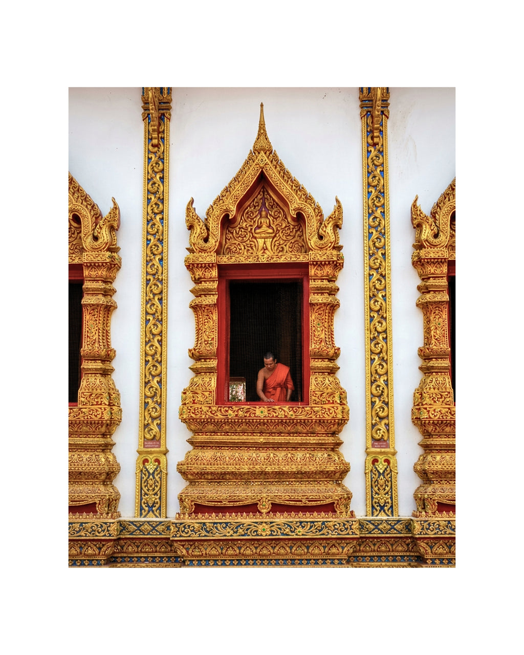 Monk in Quiet Reflection – Thailand Framed Poster