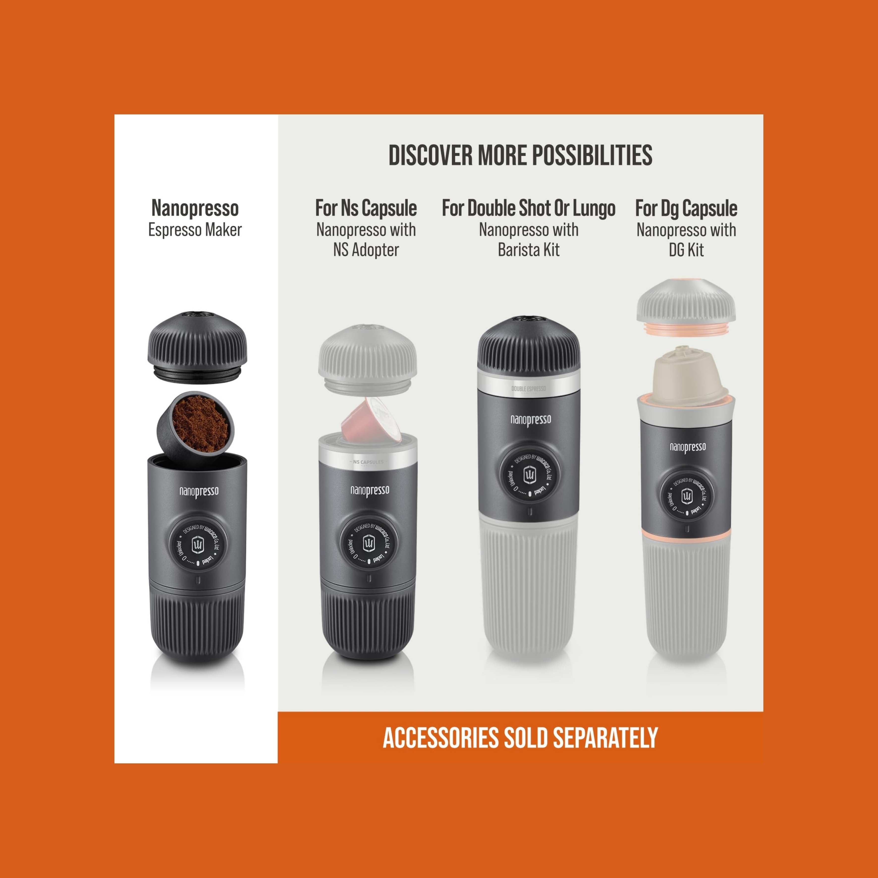 WACACO Nanopresso Portable Espresso Maker – 18 Bar Travel Espresso Machine | Camping & Adventure Coffee