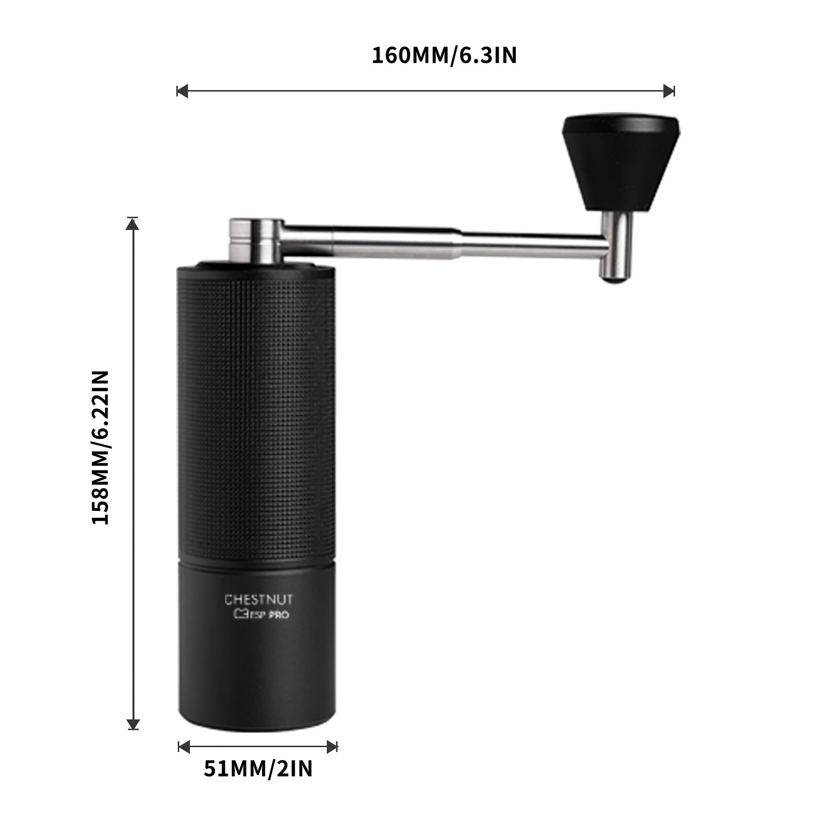 TIMEMORE Chestnut C3S Pro Manual Coffee Grinder, Premium Integrated All-Metal Design, Portable Hand Coffee Grinder with Foldable Handle, Suitable for Espresso to French Press, Black