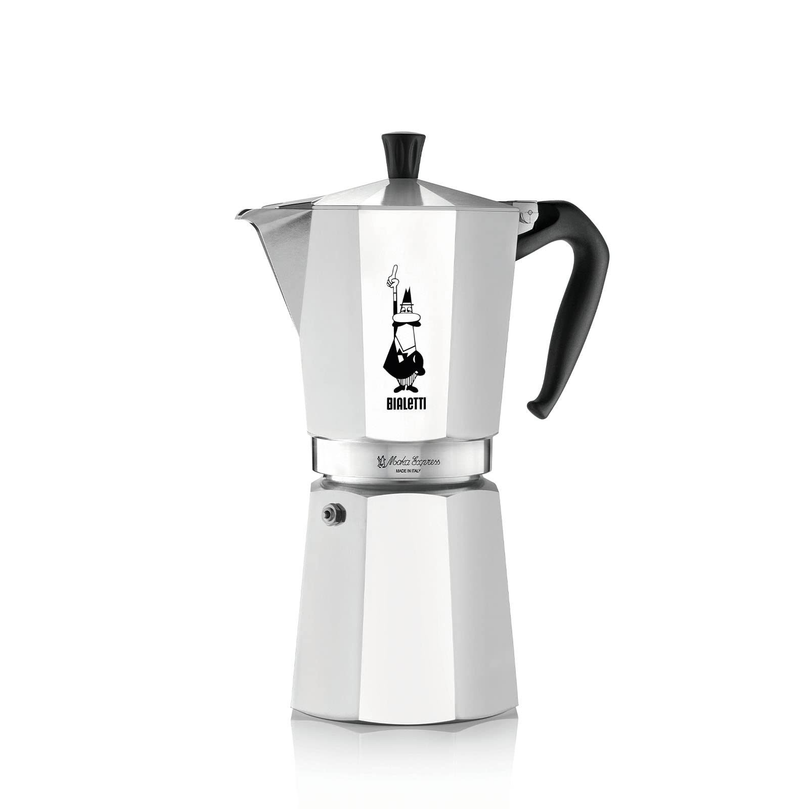 Bialetti Moka Express Aluminium Stovetop Coffee Maker (2 Cup), 8x11x11 cm, Silver