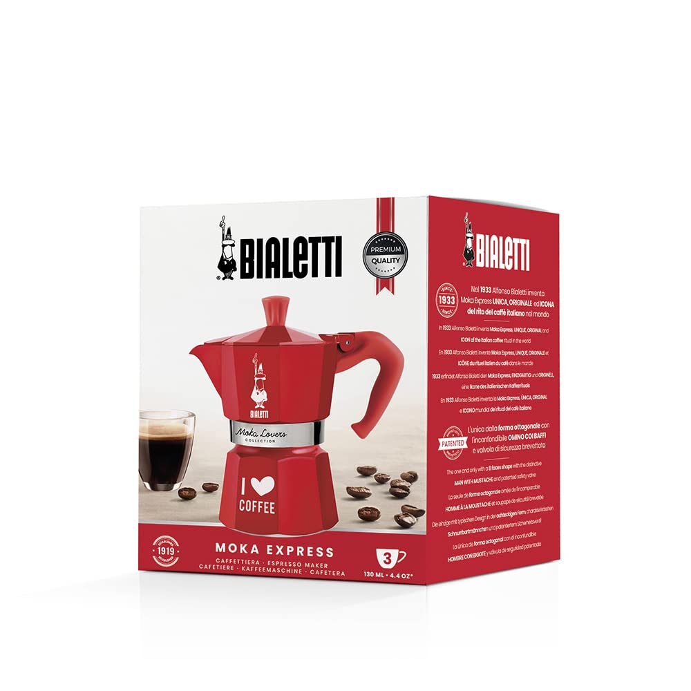 Bialetti Moka Express Aluminium Stovetop Coffee Maker (2 Cup), 8x11x11 cm, Silver