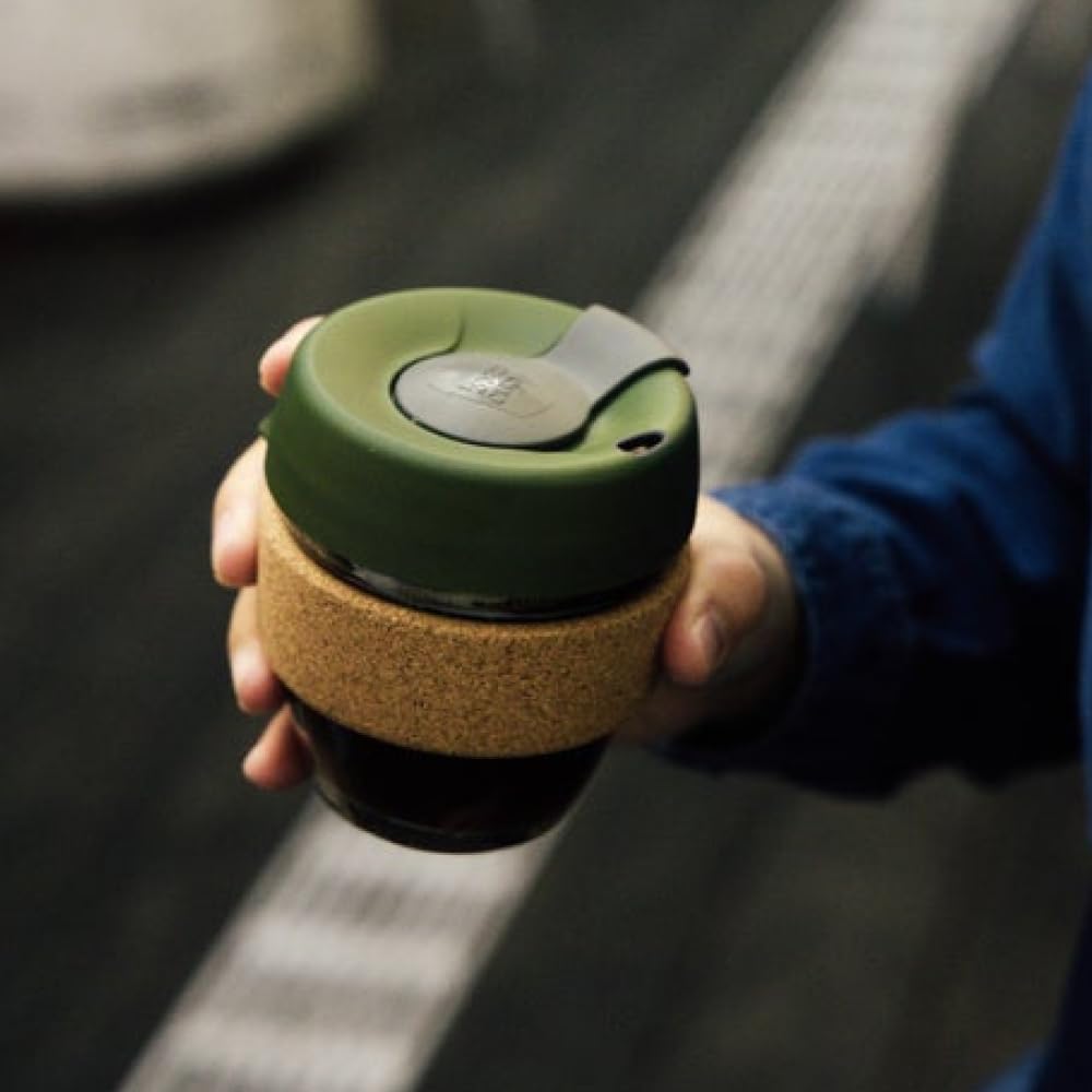 KeepCup Brew Cork - Reusable Coffee Cup Tempered Glass and Natural Cork, Extra Small 6oz/177ml - Daybreak