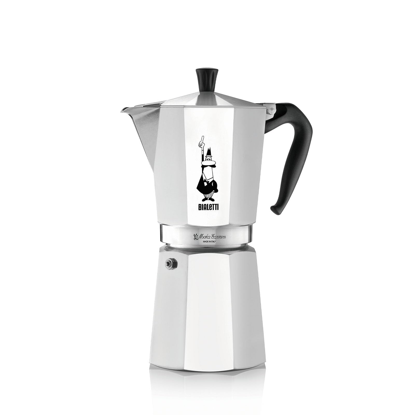 Bialetti Moka Express Aluminium Stovetop Coffee Maker (2 Cup), 8x11x11 cm, Silver