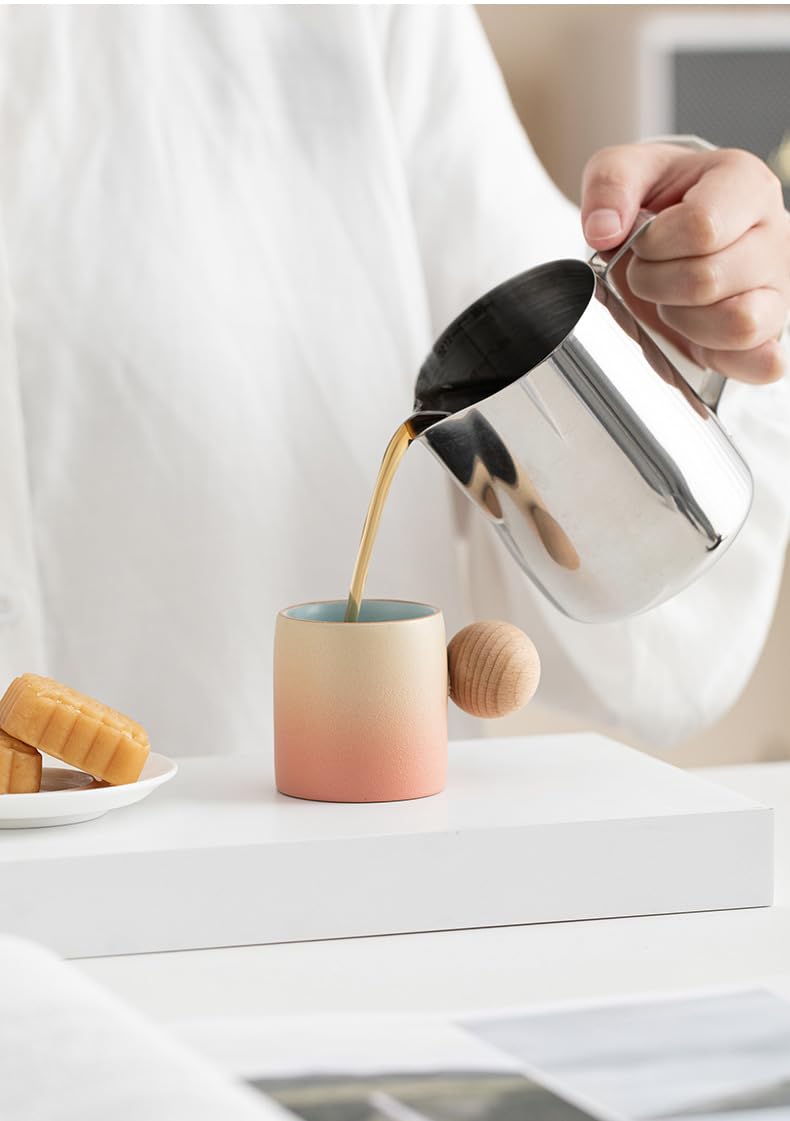 Ceramic Espresso Cups with Wood Handle – 2oz (Set of 2)
