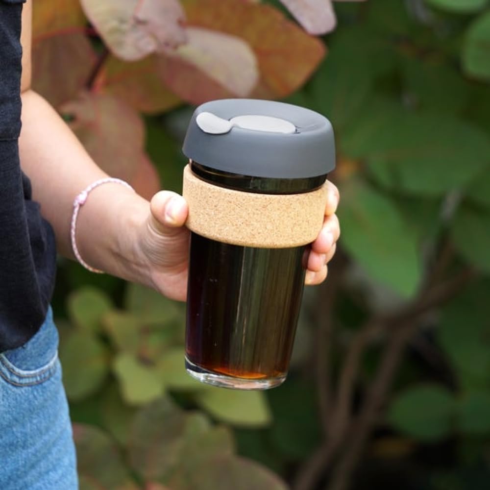 KeepCup Brew Cork - Reusable Coffee Cup Tempered Glass and Natural Cork, Extra Small 6oz/177ml - Daybreak