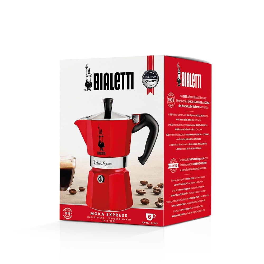 Bialetti Moka Express Aluminium Stovetop Coffee Maker (2 Cup), 8x11x11 cm, Silver