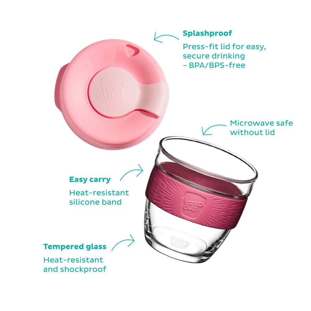 KeepCup Brew Reusable Coffee Cup | Tempered Glass & Splashproof Lid
