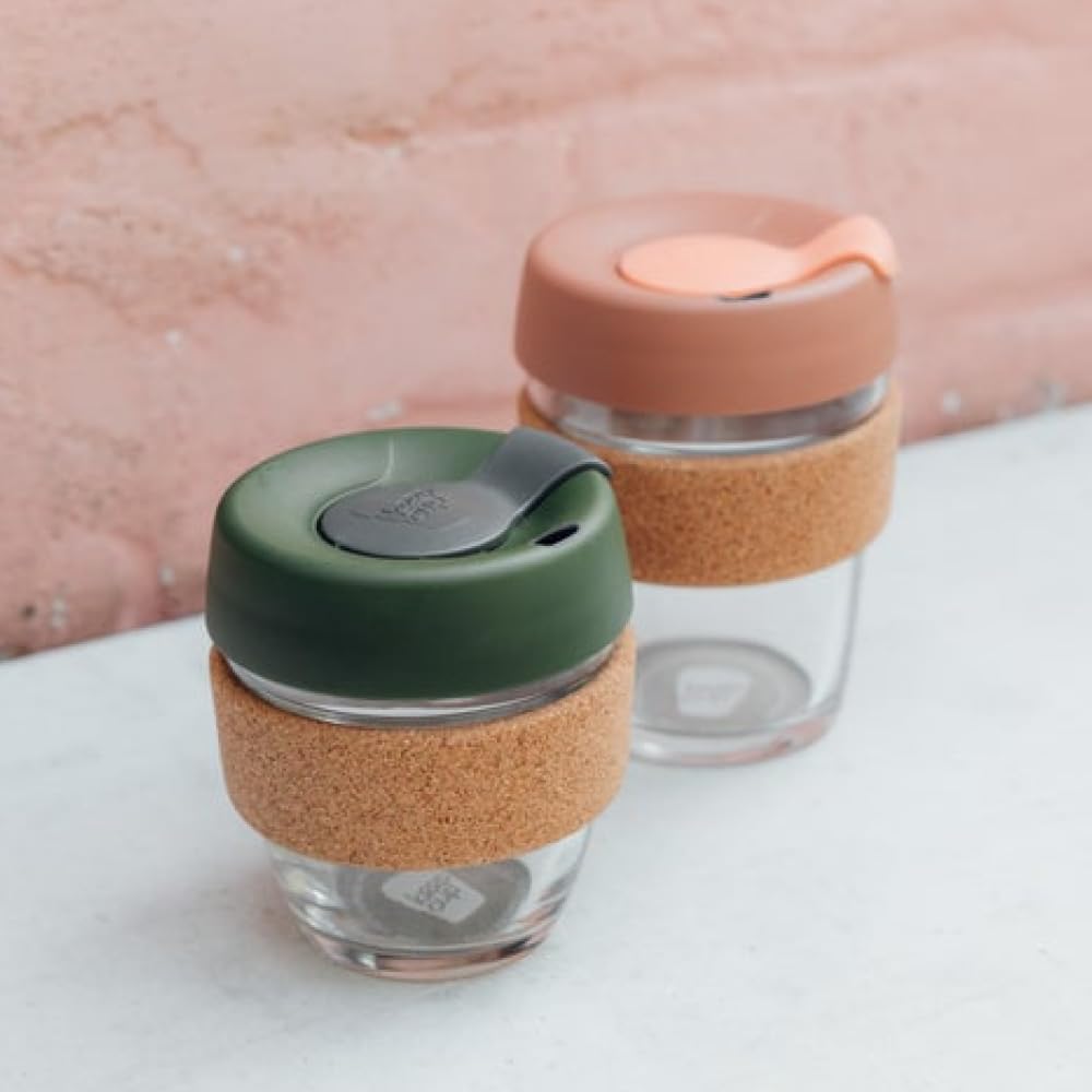 KeepCup Brew Cork - Reusable Coffee Cup Tempered Glass and Natural Cork, Extra Small 6oz/177ml - Daybreak