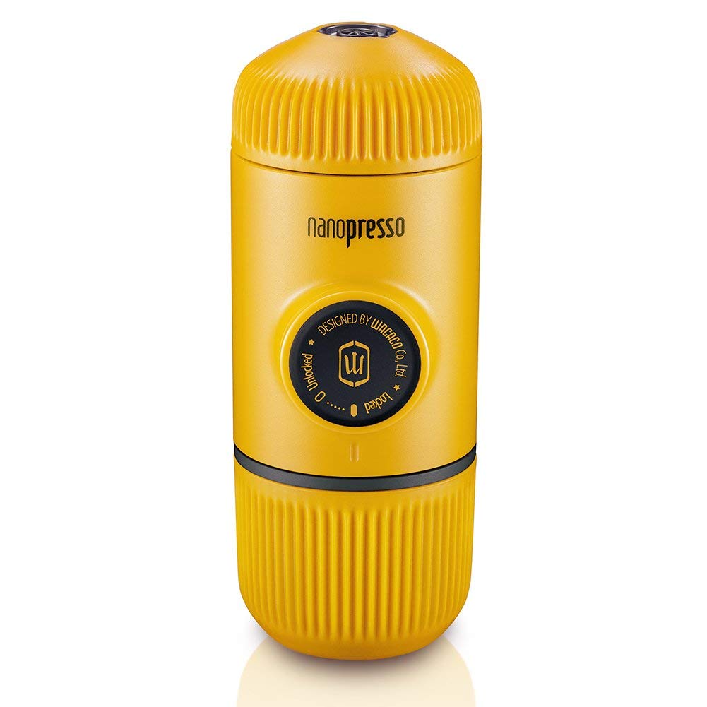 WACACO Nanopresso Portable Espresso Maker, Upgrade Version of Minipresso, 18 Bar Pressure, Yellow Patrol Edition, Small Travel Coffee Maker, Manually Operated, Compatible with Ground Coffee
