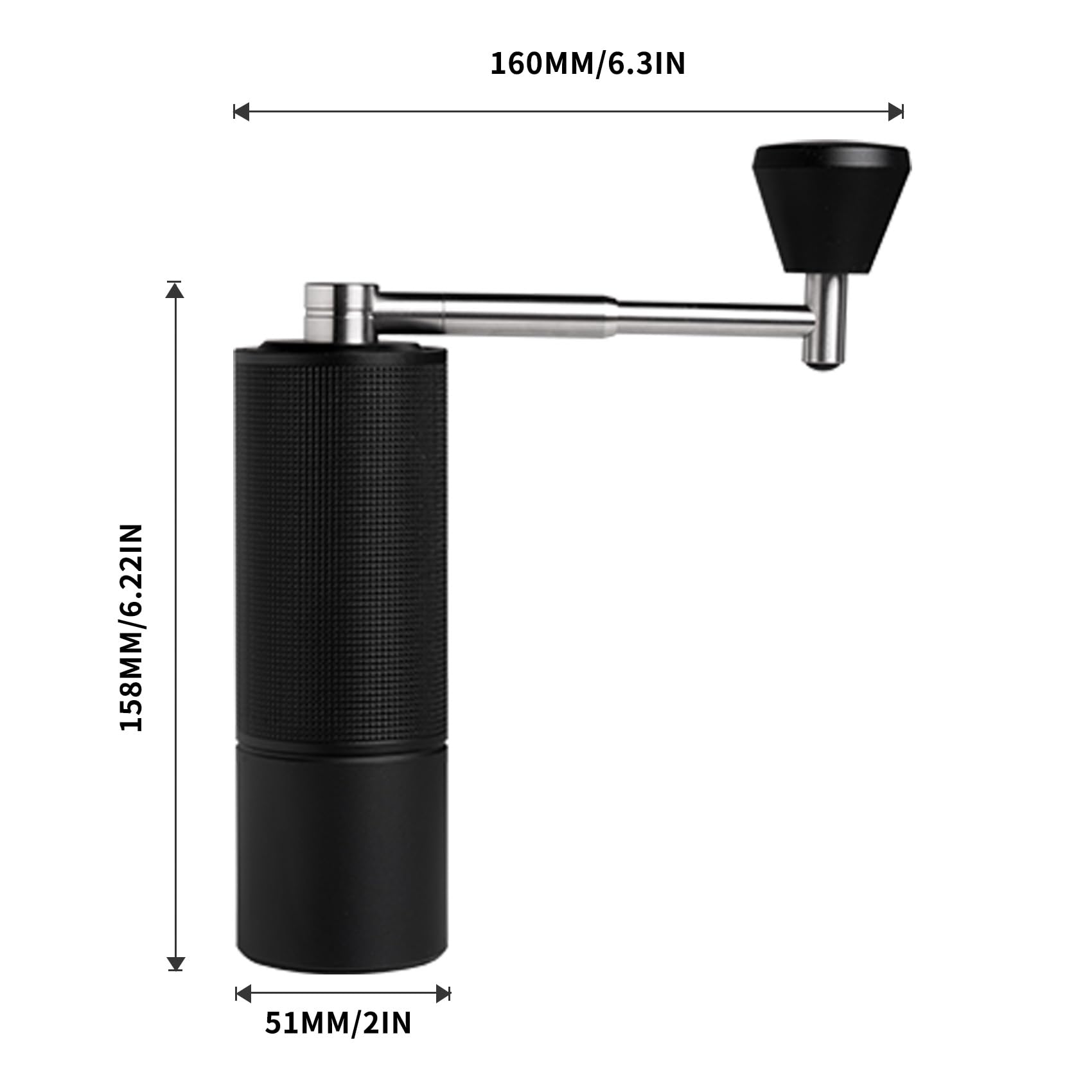 TIMEMORE Chestnut C3S Pro Manual Coffee Grinder, Premium Integrated All-Metal Design, Portable Hand Coffee Grinder with Foldable Handle, Suitable for Espresso to French Press, Black