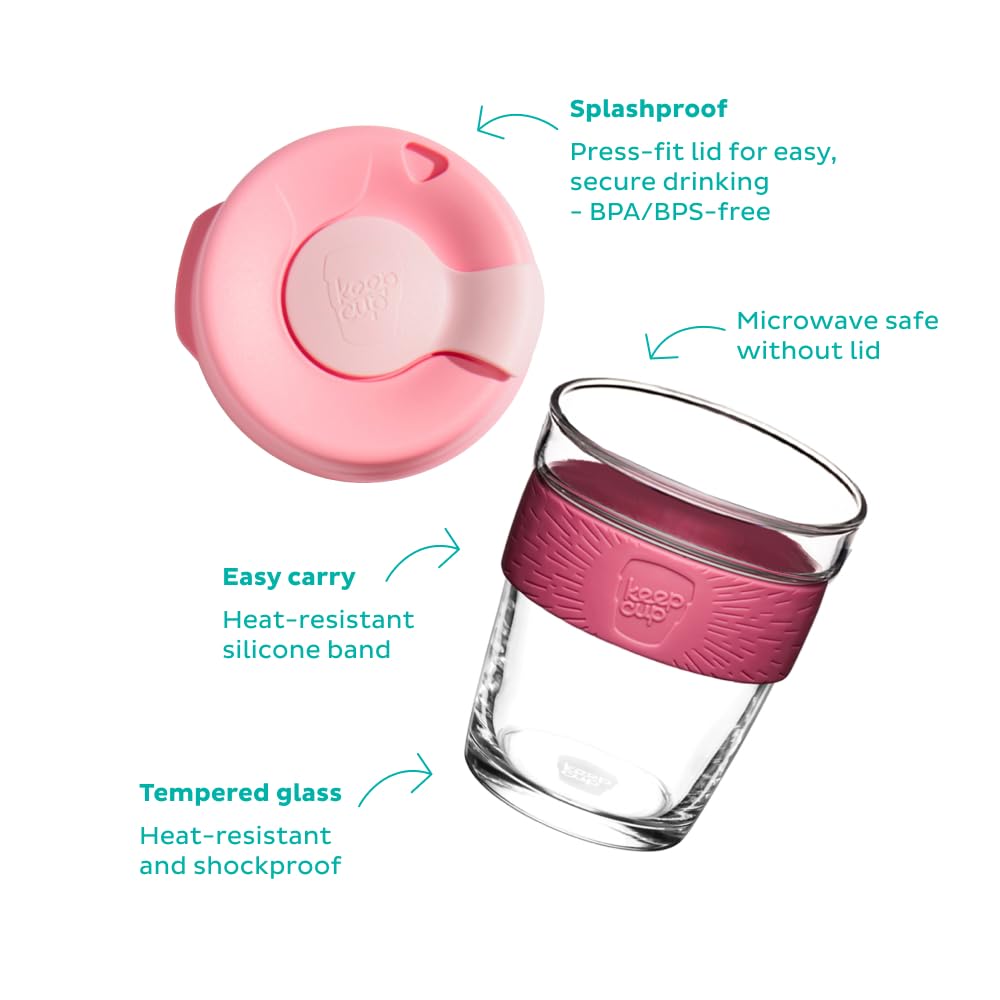 KeepCup Brew Reusable Coffee Cup | Tempered Glass & Splashproof Lid