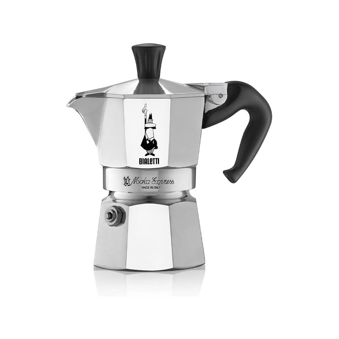 Bialetti Moka Express Aluminium Stovetop Coffee Maker (2 Cup), 8x11x11 cm, Silver
