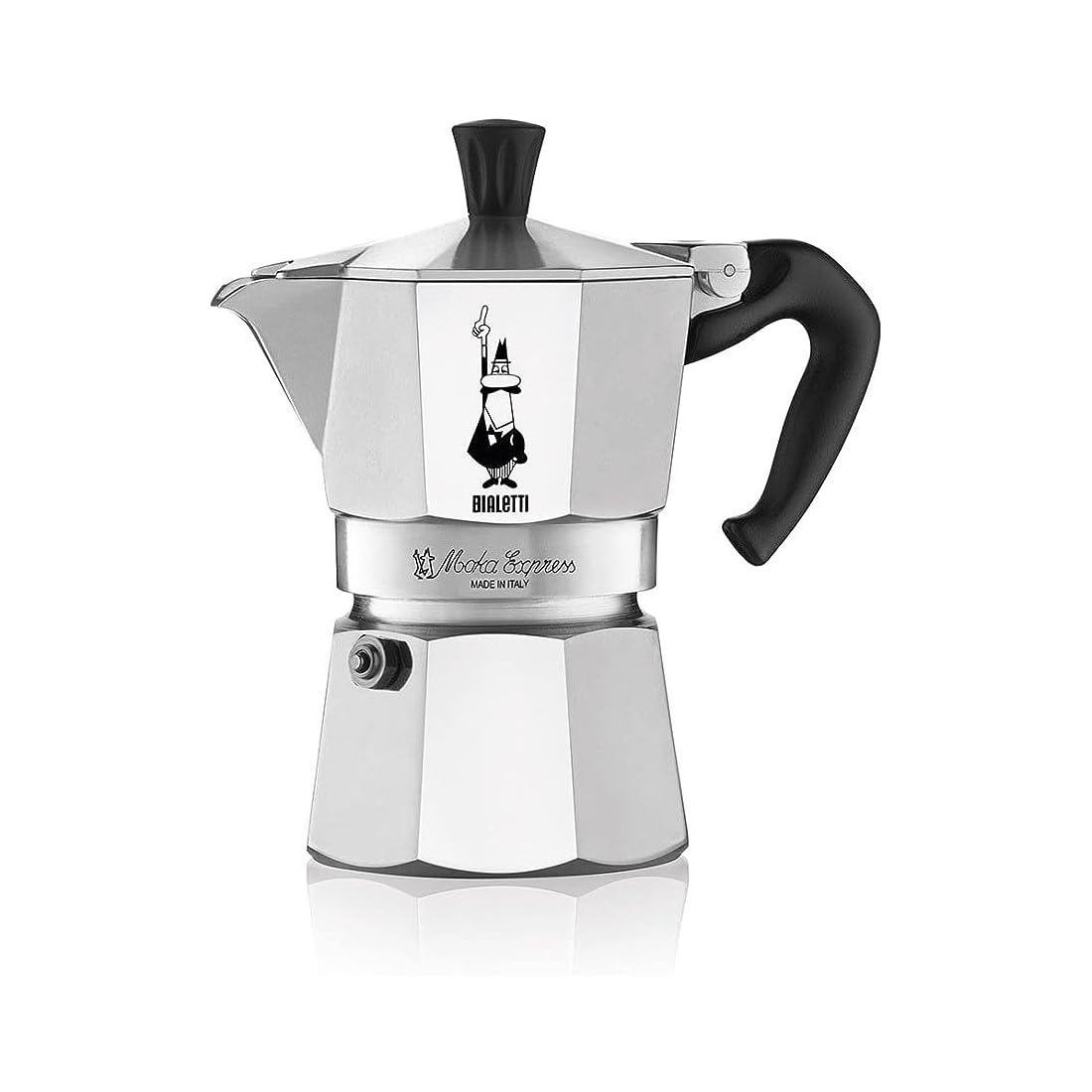 Bialetti Moka Express Aluminium Stovetop Coffee Maker (2 Cup), 8x11x11 cm, Silver