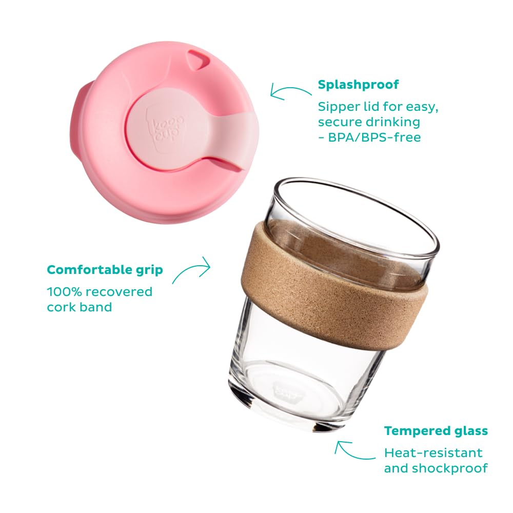 KeepCup Brew Cork - Reusable Coffee Cup Tempered Glass and Natural Cork, Extra Small 6oz/177ml - Daybreak