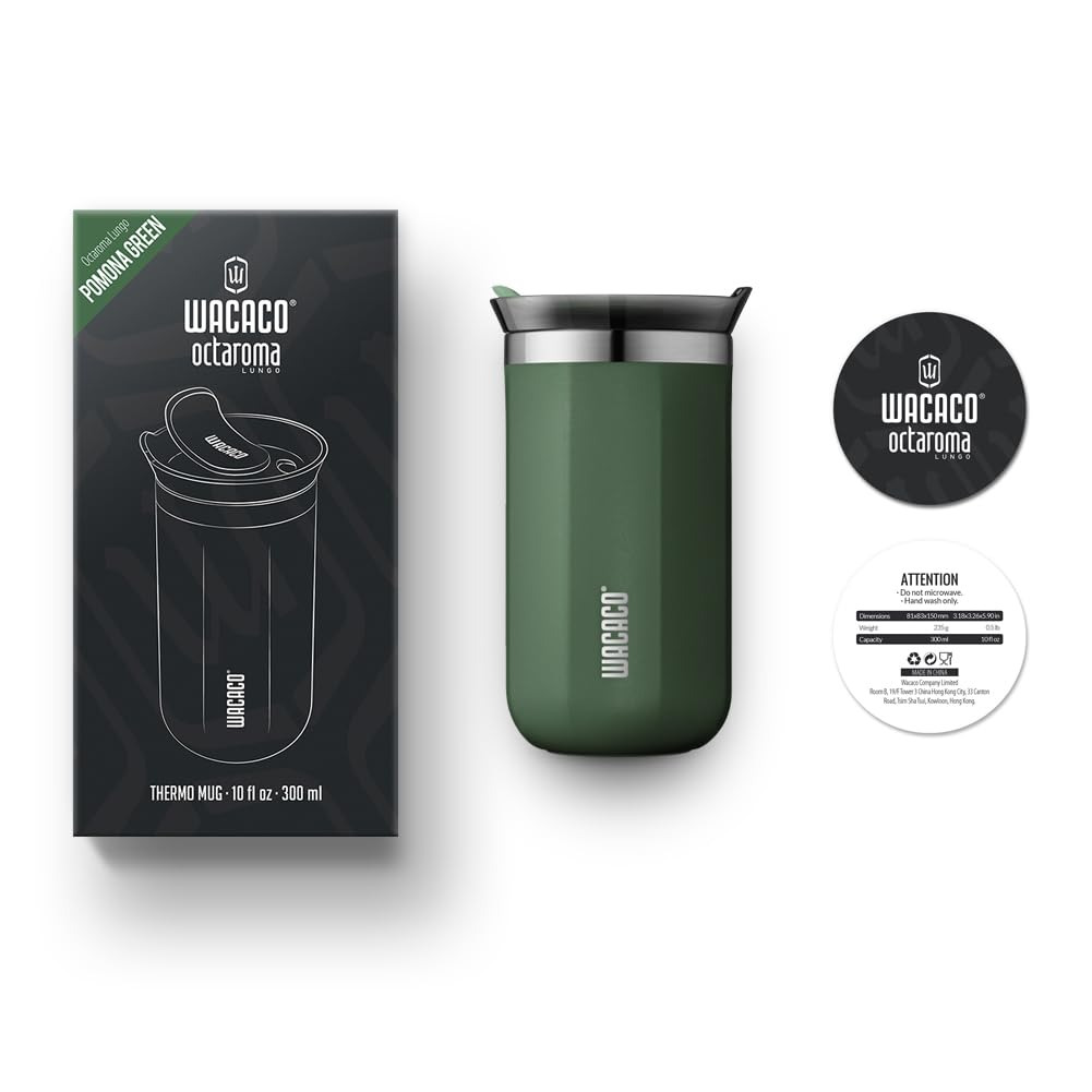 WACACO Octaroma Classico Vacuum Insulated Travel Mug – Double-Wall Stainless Steel Tumbler with Lid | 6 fl oz / 10 fl oz / 15 fl oz | Multiple Colours