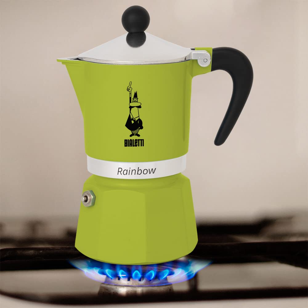 Bialetti Rainbow Caffettiera Colorata, Alluminio, Giallo, 3 Tazze