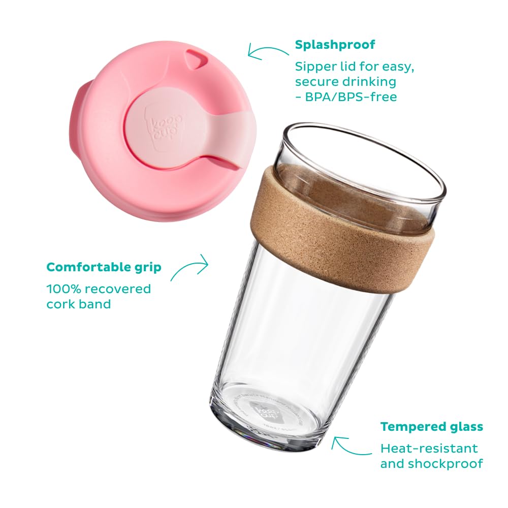 KeepCup Brew Cork - Reusable Coffee Cup Tempered Glass and Natural Cork, Extra Small 6oz/177ml - Daybreak