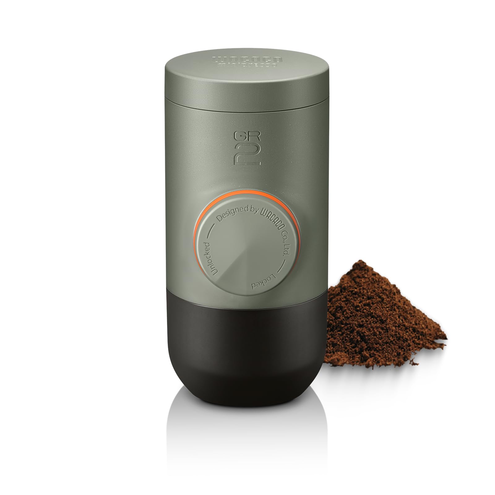 WACACO Portable Coffee Maker for Outdoor Compatible Ground Coffee, Manually Operated Espresso Maker, Espresso Machine Coffee On The Go, Ultra-Small (Gray Olive)