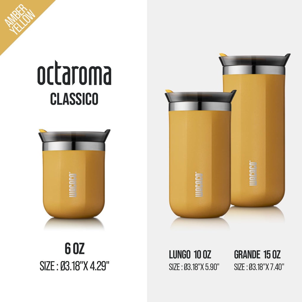 WACACO Octaroma Classico Vacuum Insulated Travel Mug – Double-Wall Stainless Steel Tumbler with Lid | 6 fl oz / 10 fl oz / 15 fl oz | Multiple Colours