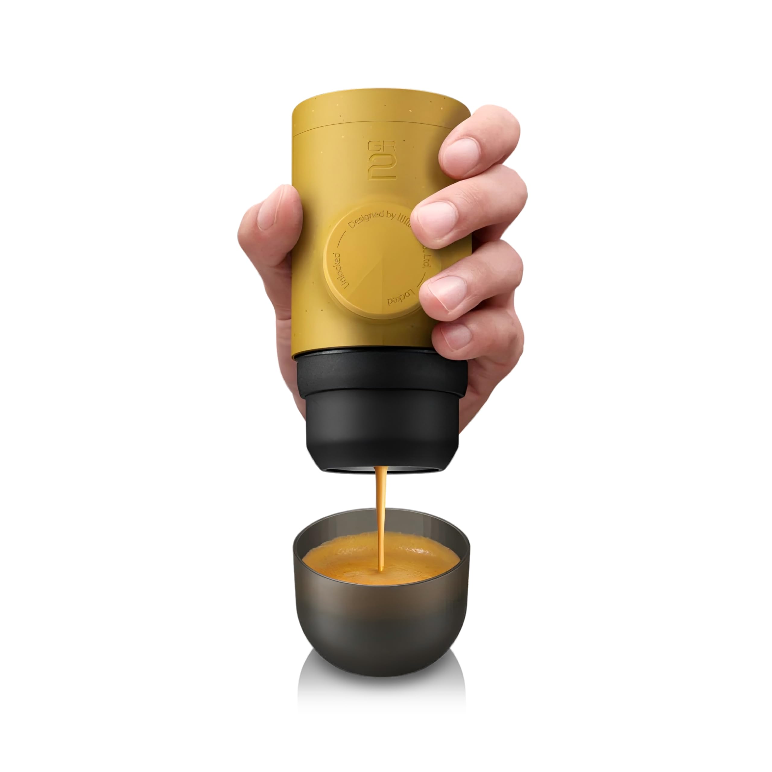 WACACO Portable Coffee Maker for Outdoor Compatible Ground Coffee, Manually Operated Espresso Maker, Espresso Machine Coffee On The Go, Ultra-Small (Gray Olive)