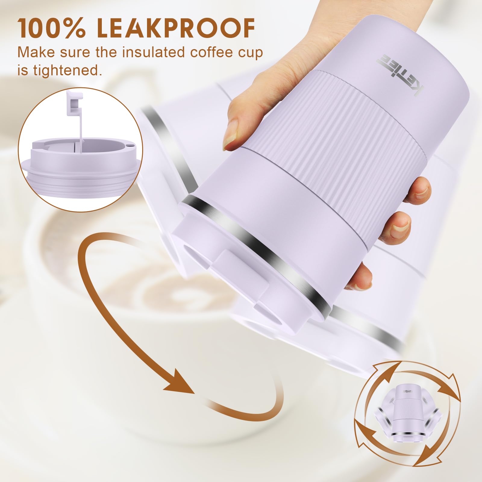 KETIEE Coffee Mug to Go – 380ml Double-Walled Vacuum Insulated Travel Mug | Leak-Proof Lid | Grass Green
