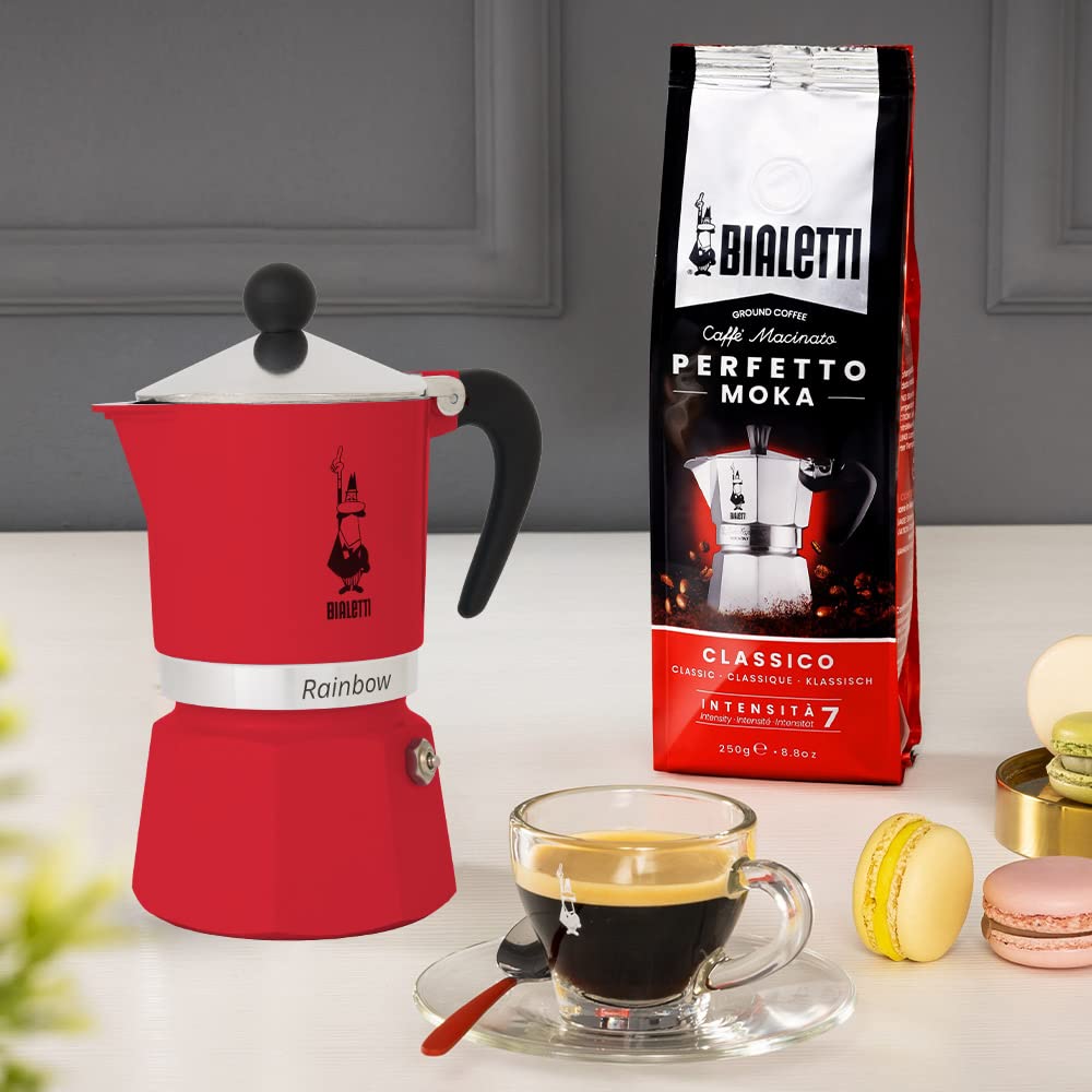 Bialetti Rainbow Caffettiera Colorata, Alluminio, Giallo, 3 Tazze