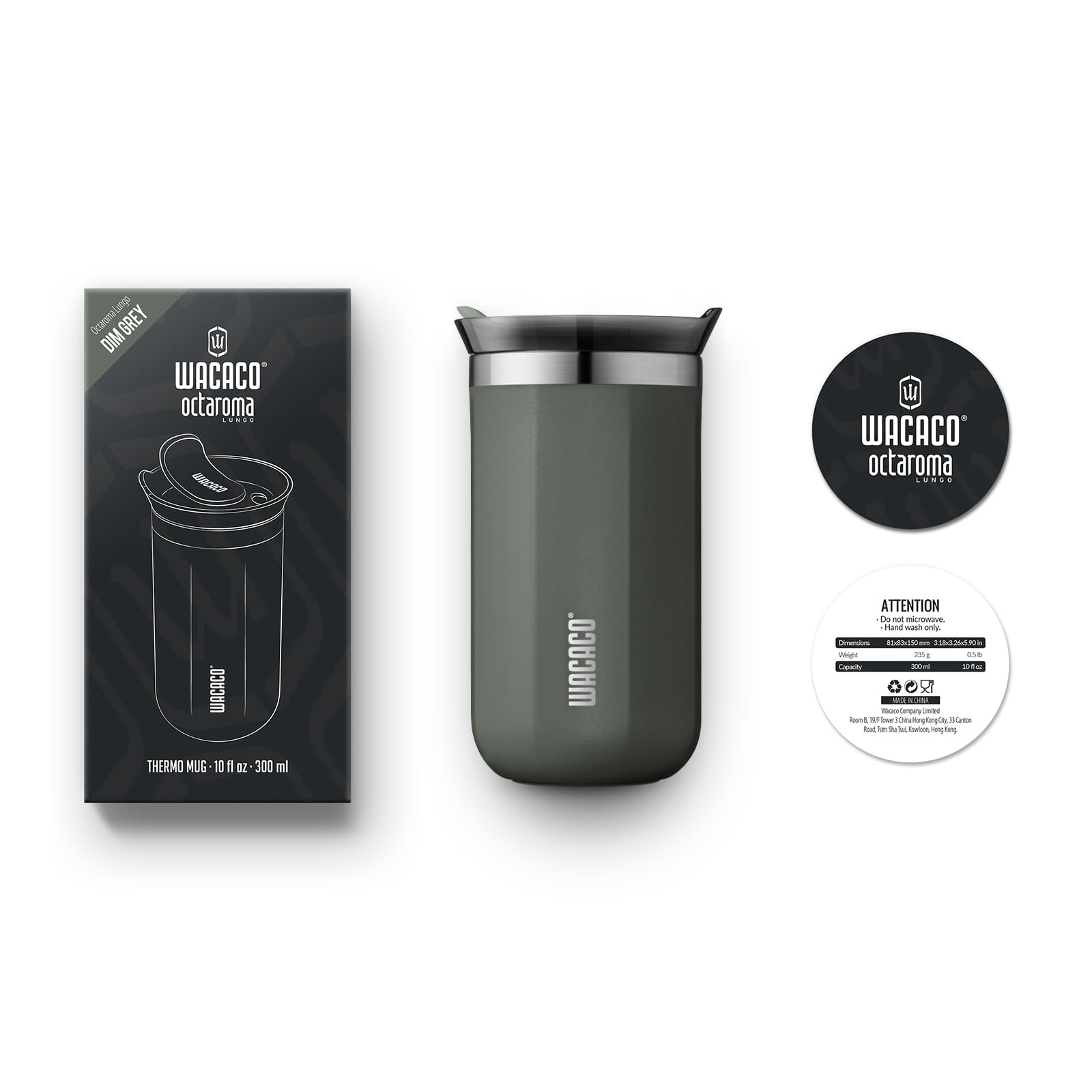 WACACO Octaroma Classico Vacuum Insulated Travel Mug – Double-Wall Stainless Steel Tumbler with Lid | 6 fl oz / 10 fl oz / 15 fl oz | Multiple Colours