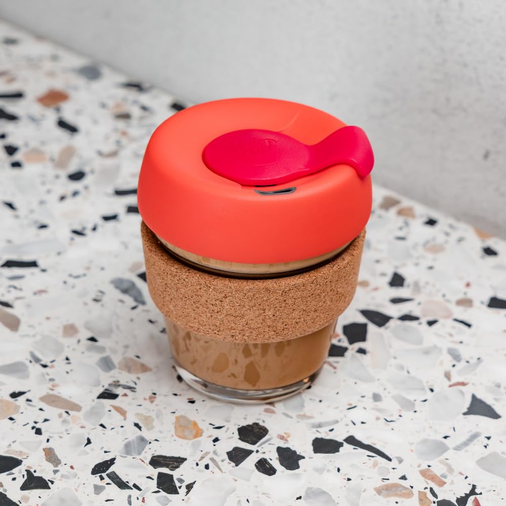 KeepCup Brew Cork - Reusable Coffee Cup Tempered Glass and Natural Cork, Extra Small 6oz/177ml - Daybreak