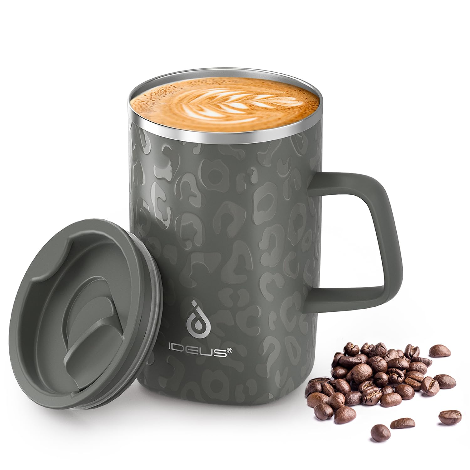 Ideus 16oz Insulated Coffee Mug with Handle – Leopard Black