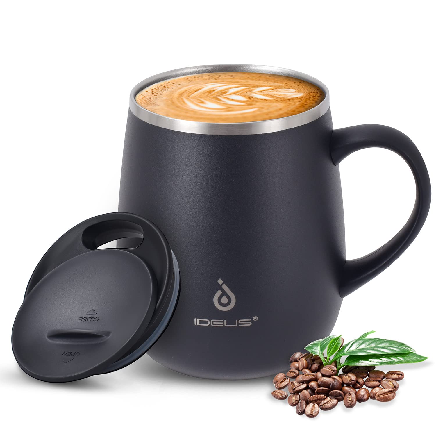 Ideus 16oz Insulated Coffee Mug with Handle – Leopard Black