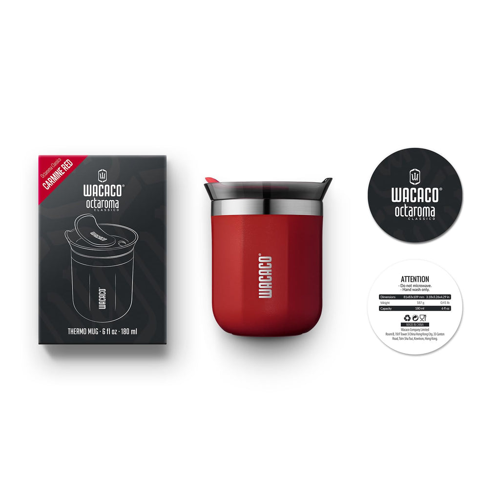 WACACO Octaroma Classico Vacuum Insulated Travel Mug – Double-Wall Stainless Steel Tumbler with Lid | 6 fl oz / 10 fl oz / 15 fl oz | Multiple Colours