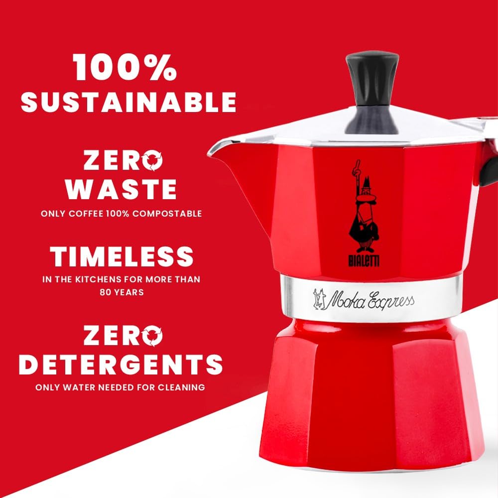 Bialetti Moka Express Aluminium Stovetop Coffee Maker (2 Cup), 8x11x11 cm, Silver