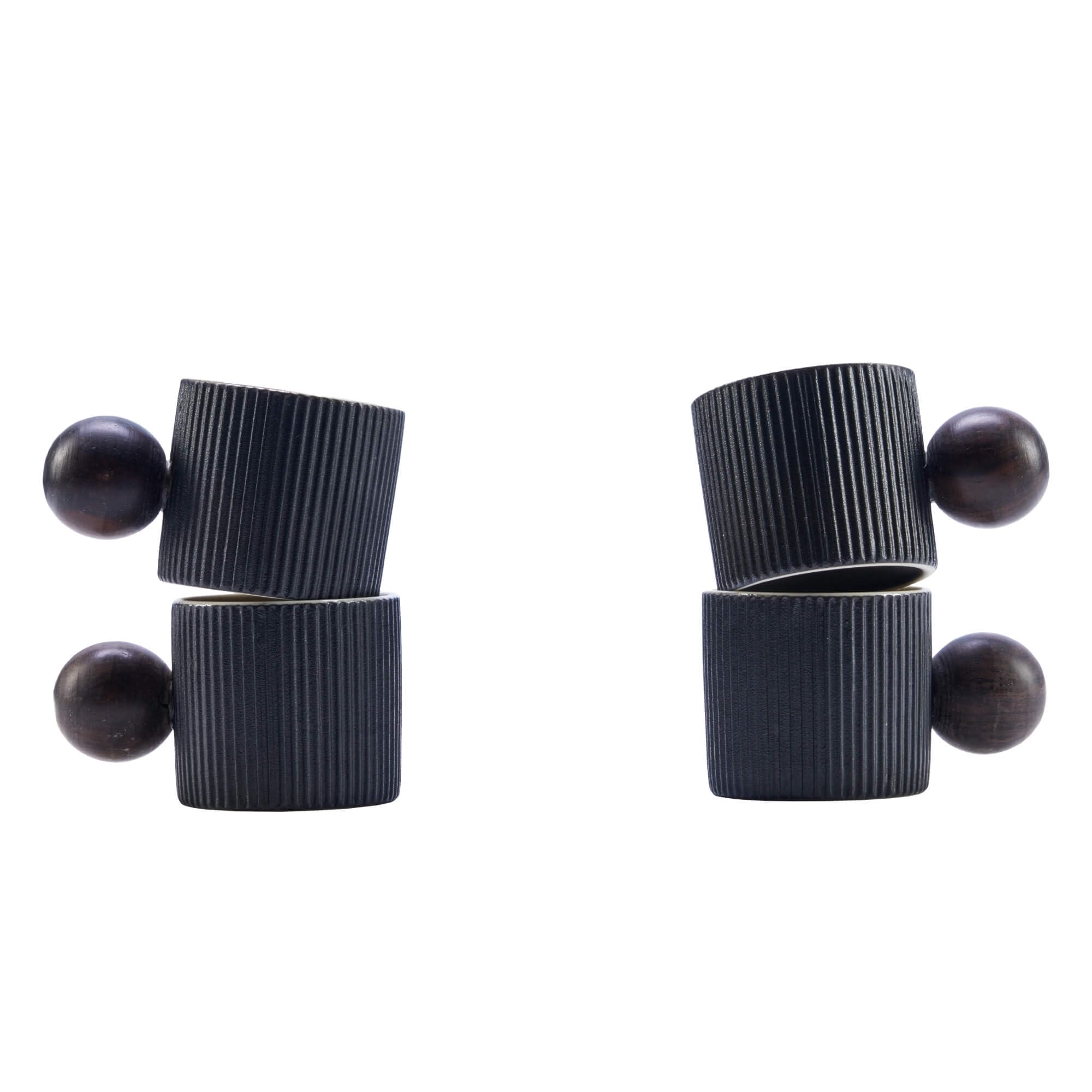 Mini Ceramic Espresso Cups with Wood Handle – 70ml (Set of 2)