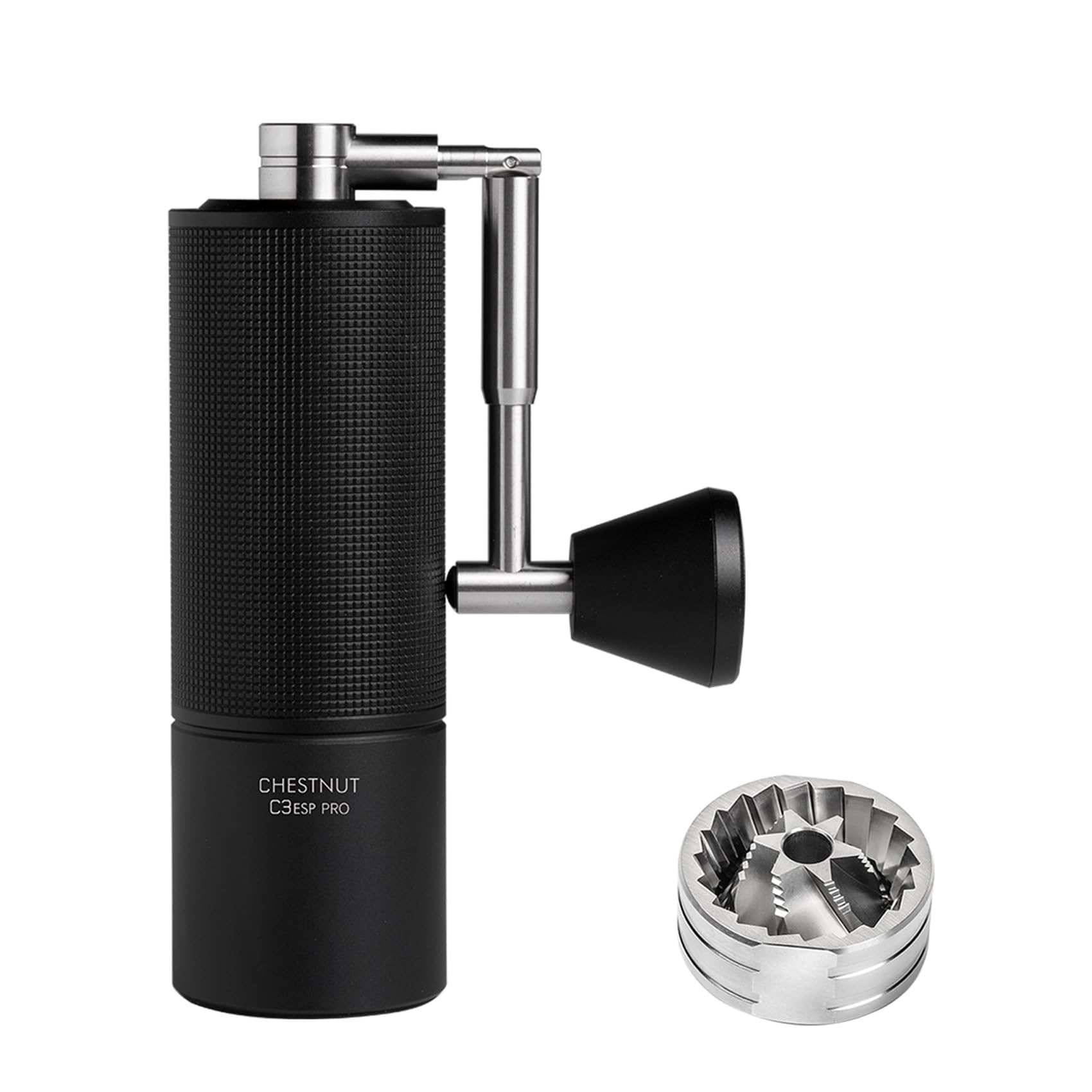 TIMEMORE Chestnut C3S Pro Manual Coffee Grinder, Premium Integrated All-Metal Design, Portable Hand Coffee Grinder with Foldable Handle, Suitable for Espresso to French Press, Black