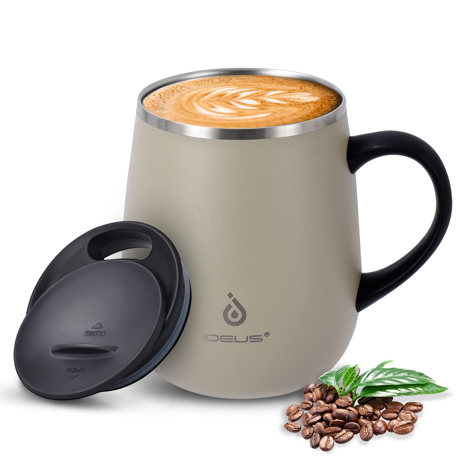 Ideus 16oz Insulated Coffee Mug with Handle – Leopard Black