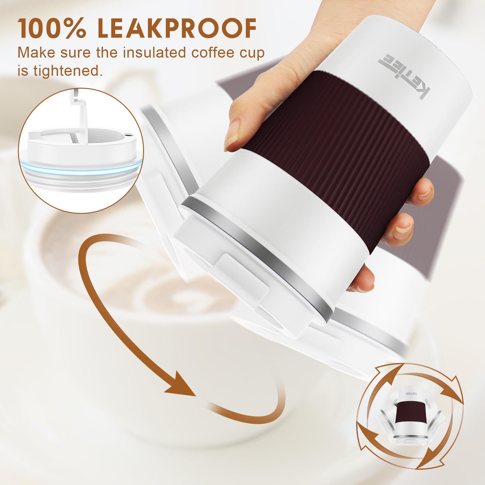 KETIEE Coffee Mug to Go – 380ml Double-Walled Vacuum Insulated Travel Mug | Leak-Proof Lid | Grass Green