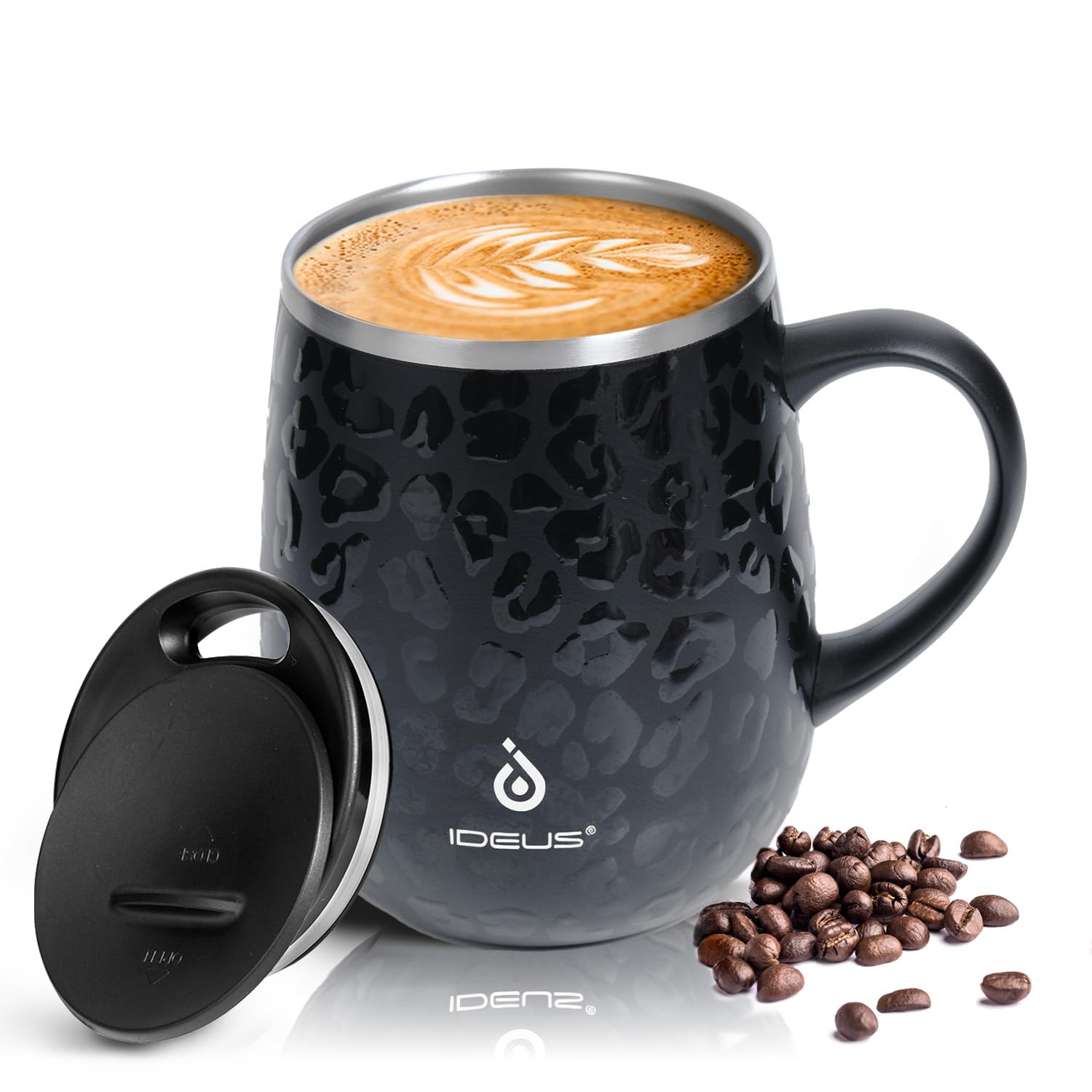 Ideus 16oz Insulated Coffee Mug with Handle – Leopard Black