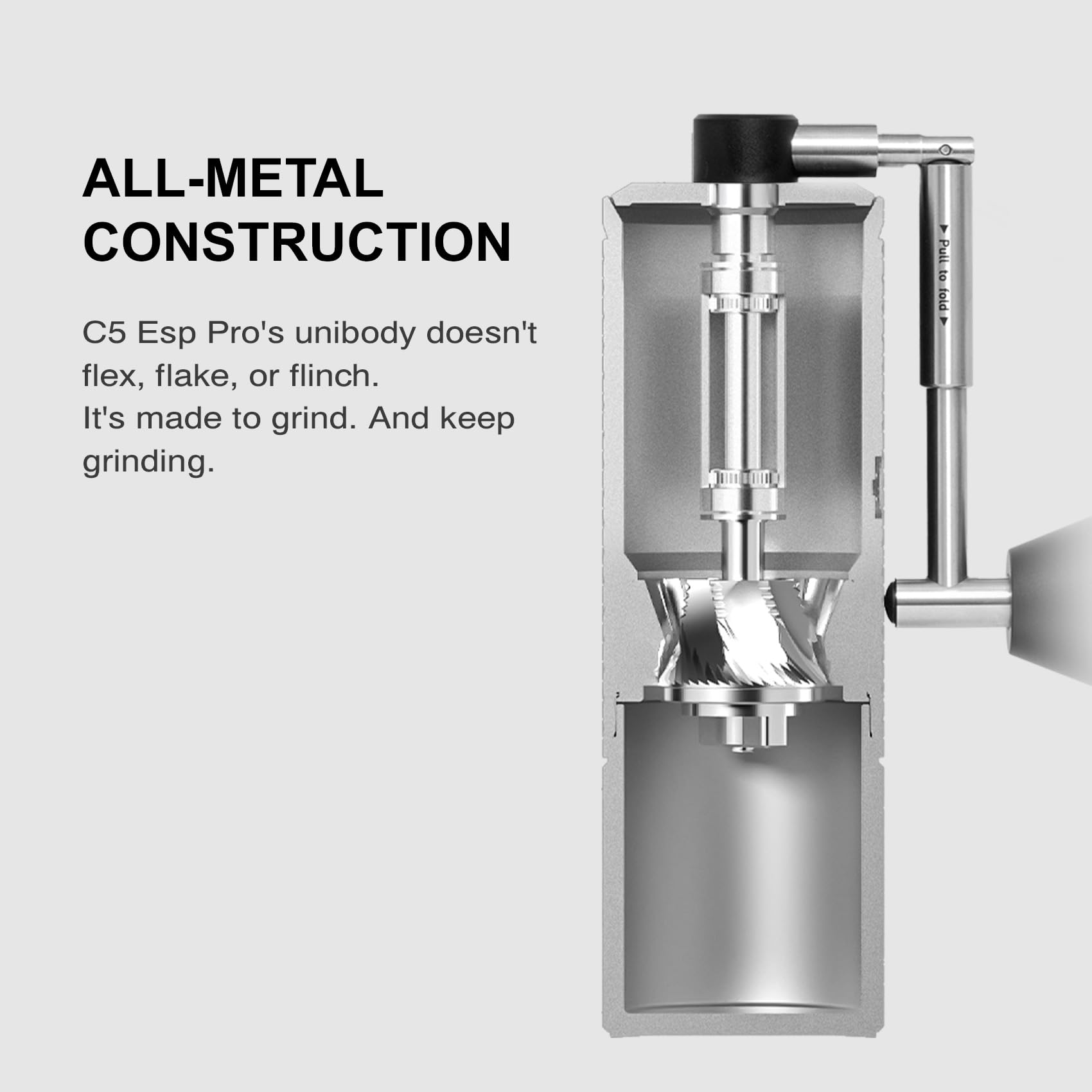 TIMEMORE Chestnut C3S Pro Manual Coffee Grinder, Premium Integrated All-Metal Design, Portable Hand Coffee Grinder with Foldable Handle, Suitable for Espresso to French Press, Black