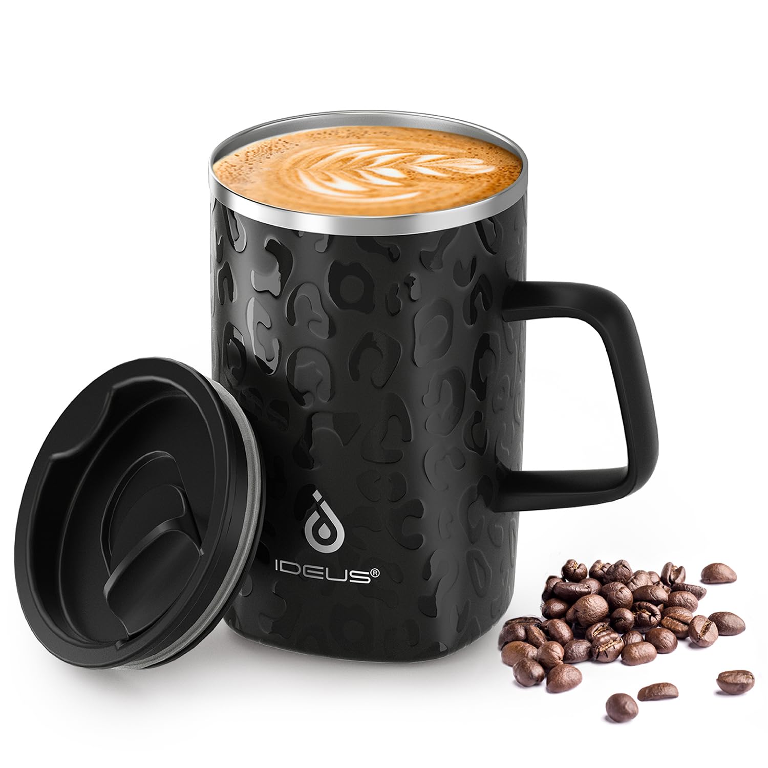 Ideus 16oz Insulated Coffee Mug with Handle – Leopard Black