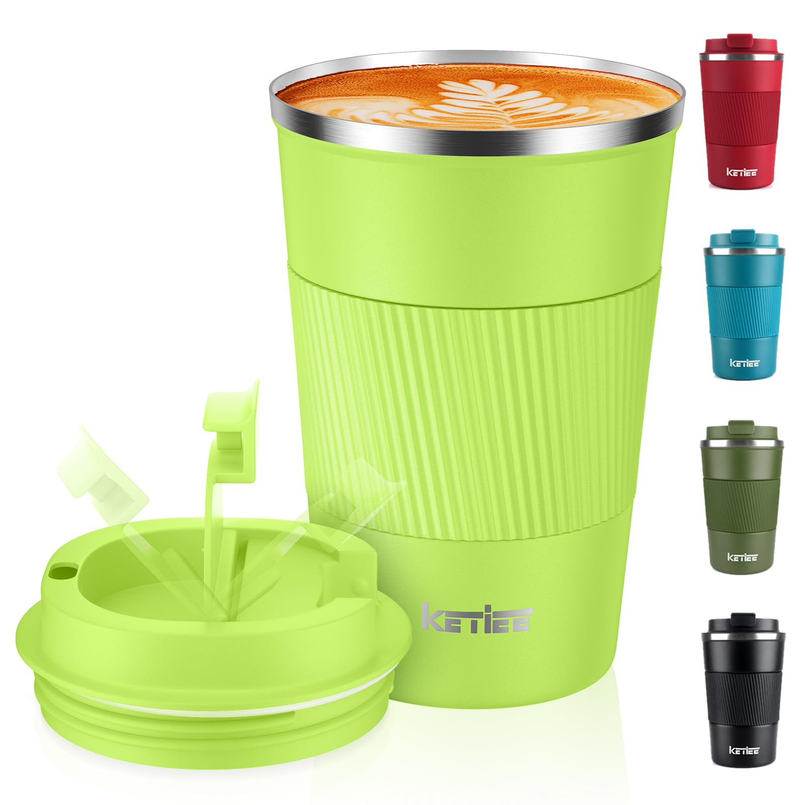 KETIEE Vacuum Insulated Travel Mug 380ml – Grass Green