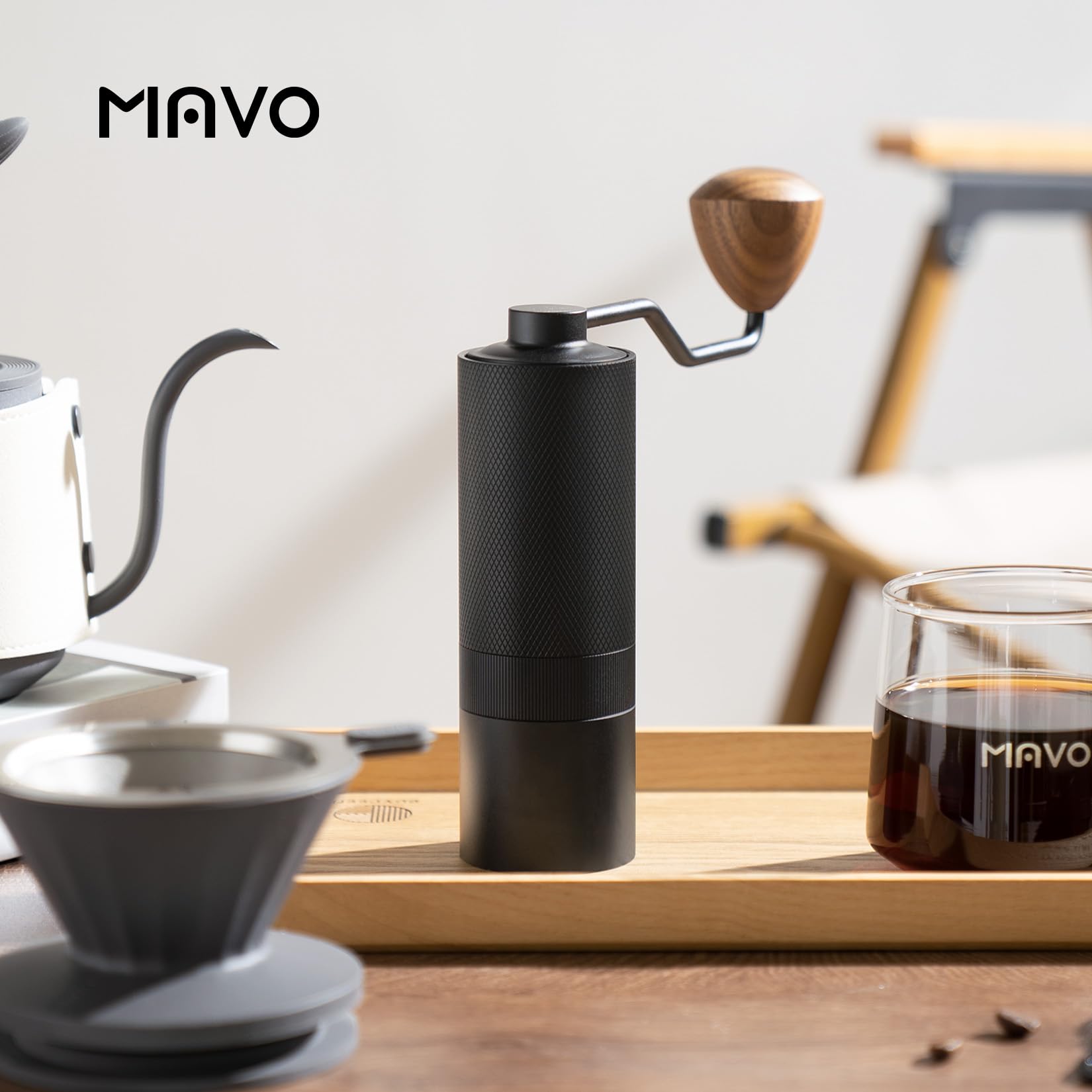 MAVO Manual Coffee Grinder – CNC Stainless Steel Conical Burr, 25g Capacity