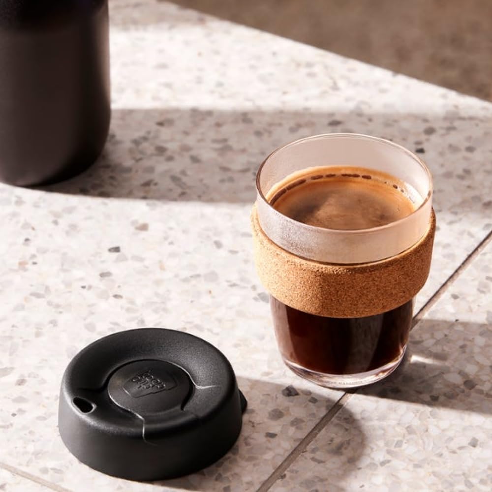 KeepCup Brew Cork - Reusable Coffee Cup Tempered Glass and Natural Cork, Extra Small 6oz/177ml - Daybreak