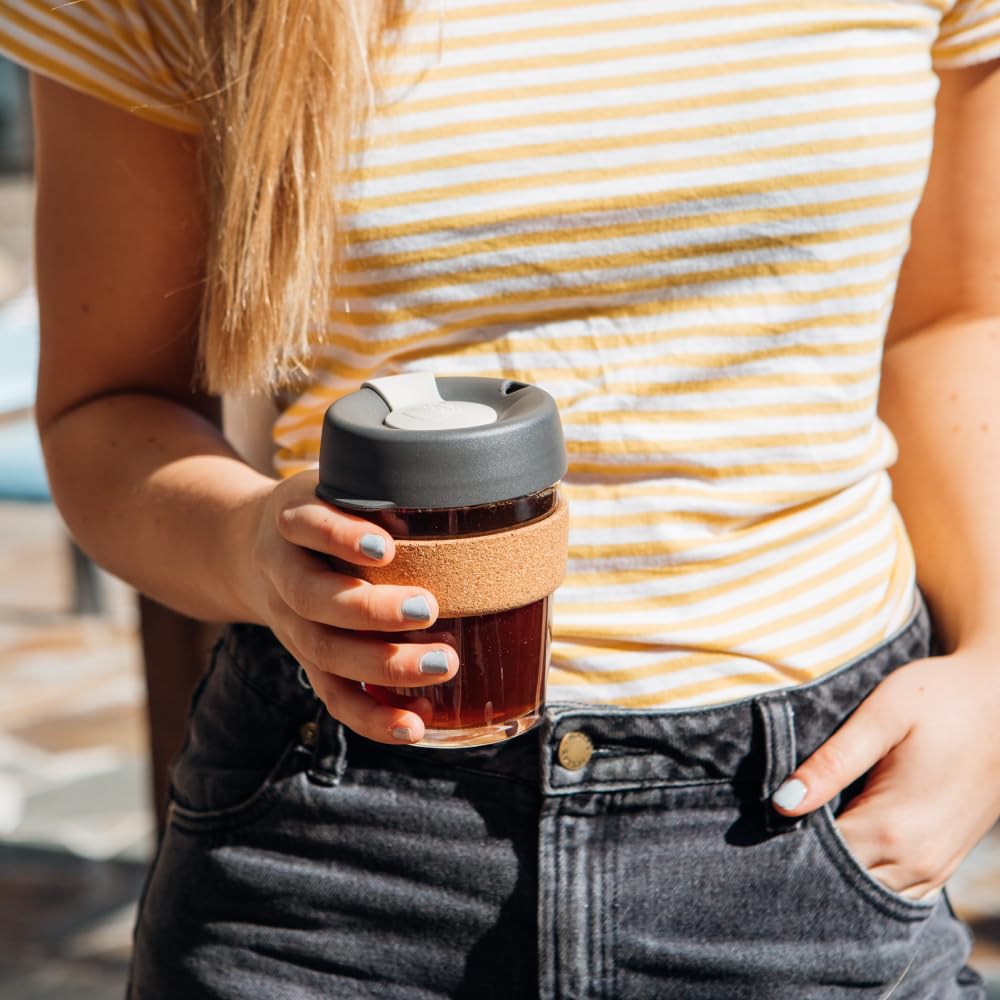 KeepCup Brew Cork - Reusable Coffee Cup Tempered Glass and Natural Cork, Extra Small 6oz/177ml - Daybreak