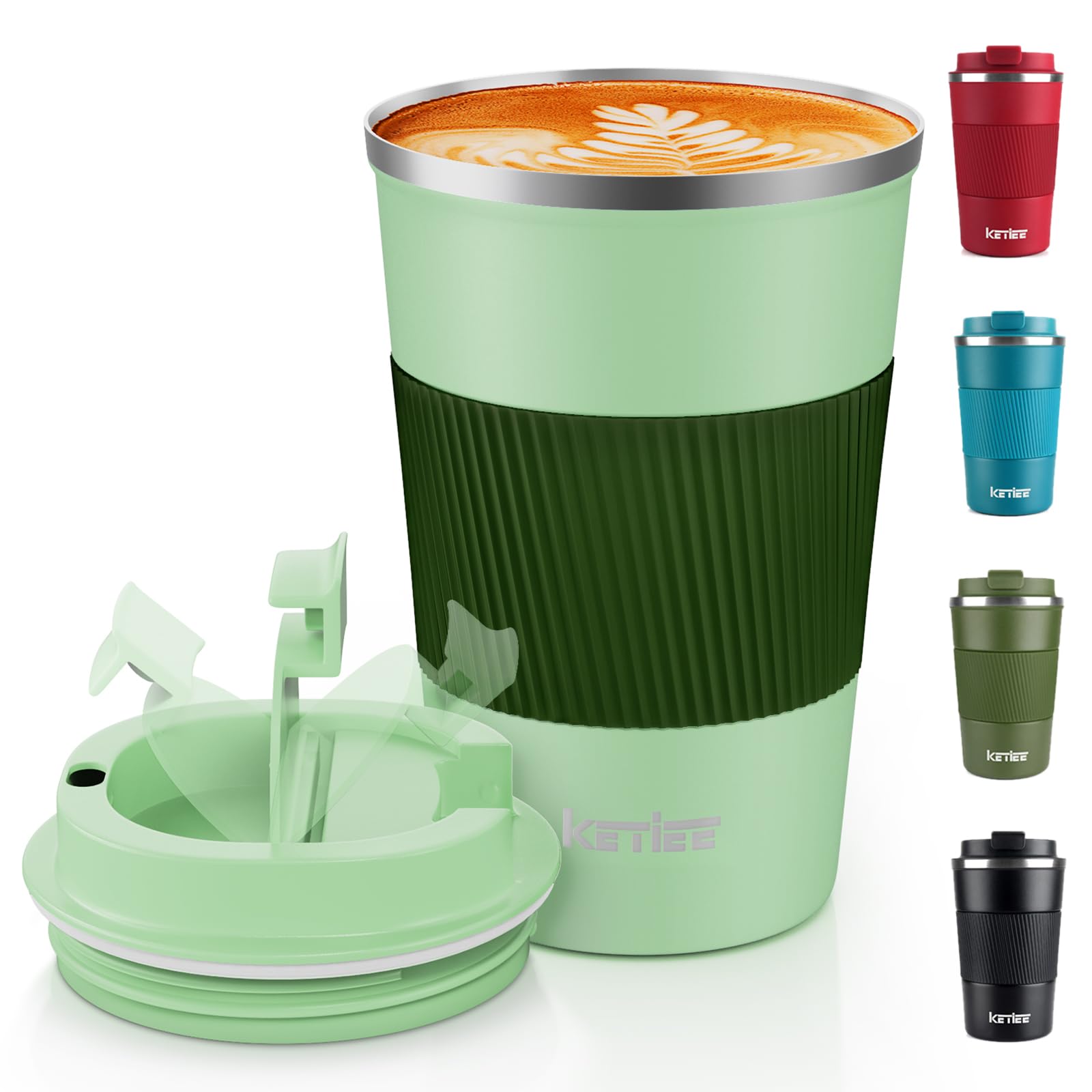 KETIEE Vacuum Insulated Travel Mug 380ml – Grass Green