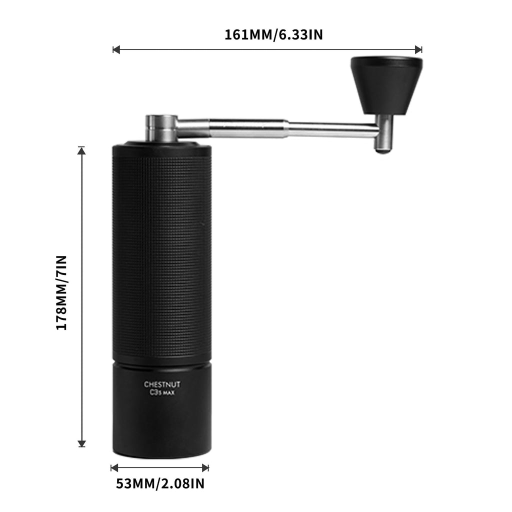 TIMEMORE Chestnut C3S Pro Manual Coffee Grinder, Premium Integrated All-Metal Design, Portable Hand Coffee Grinder with Foldable Handle, Suitable for Espresso to French Press, Black