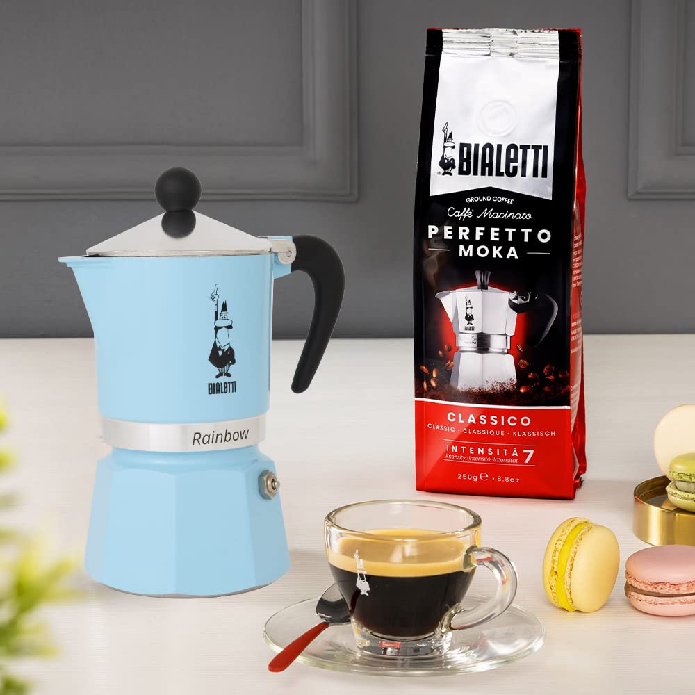 Bialetti Rainbow Caffettiera Colorata, Alluminio, Giallo, 3 Tazze