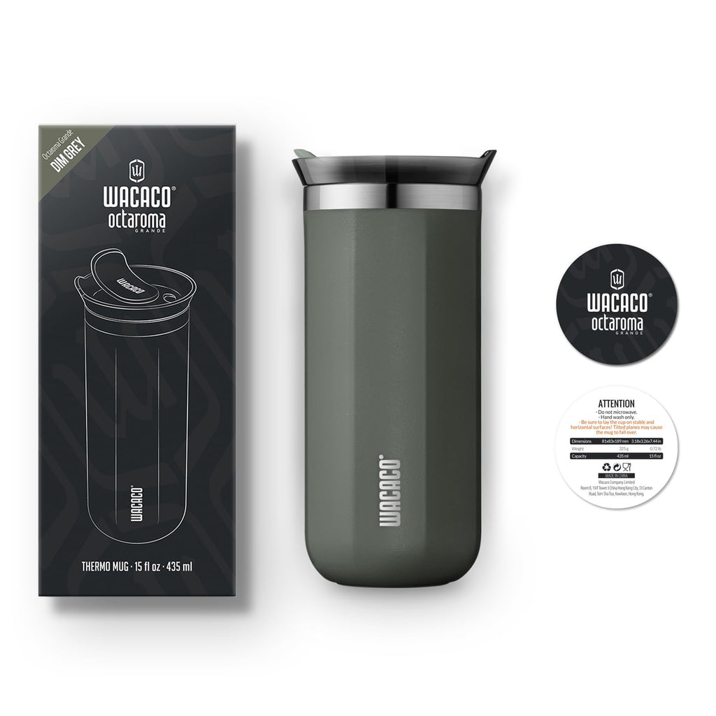 WACACO Octaroma Classico Vacuum Insulated Travel Mug – Double-Wall Stainless Steel Tumbler with Lid | 6 fl oz / 10 fl oz / 15 fl oz | Multiple Colours