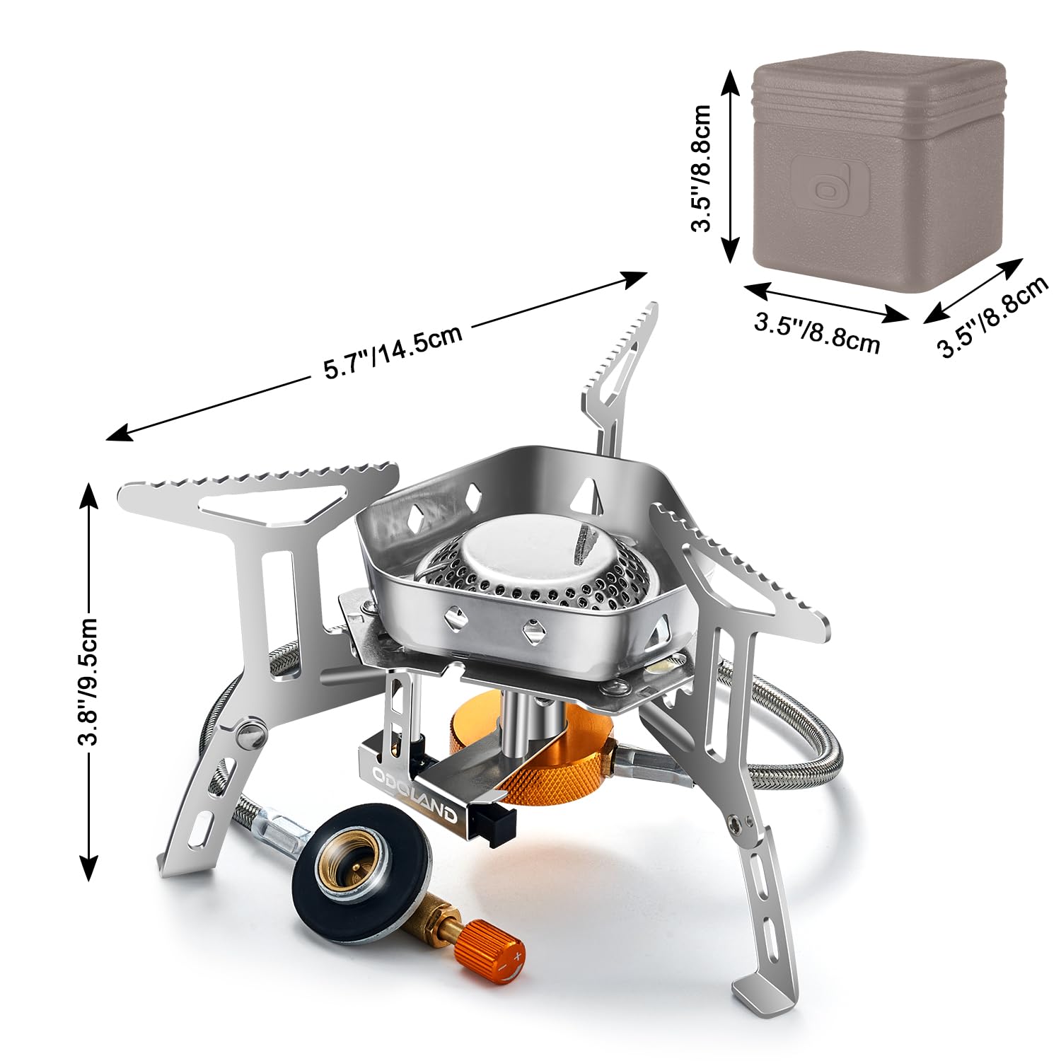Odoland 3500W Windproof Camping Gas Stove Portable Collapsible Outdoor Camping Stove with Piezo Ignition Backpacking Stove for Outdoor Cooking Hiking Picnic and Trekking