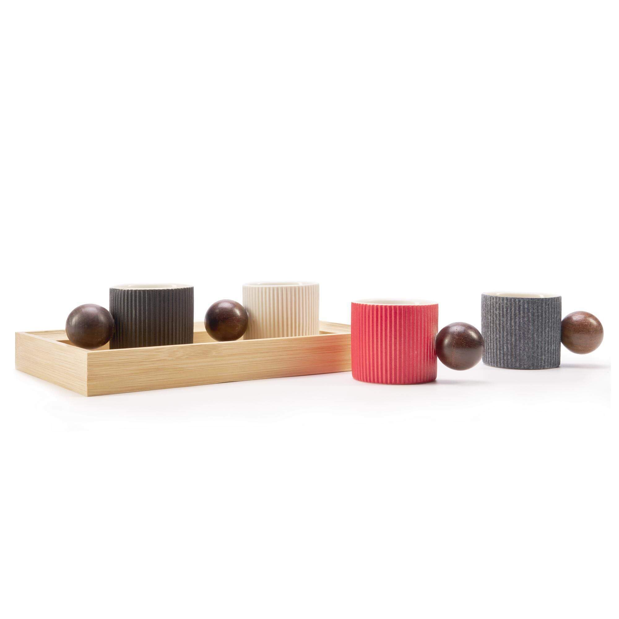 Mini Ceramic Espresso Cups with Wood Handle – 70ml (Set of 2)