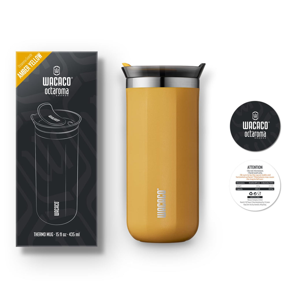 WACACO Octaroma Classico Vacuum Insulated Travel Mug – Double-Wall Stainless Steel Tumbler with Lid | 6 fl oz / 10 fl oz / 15 fl oz | Multiple Colours